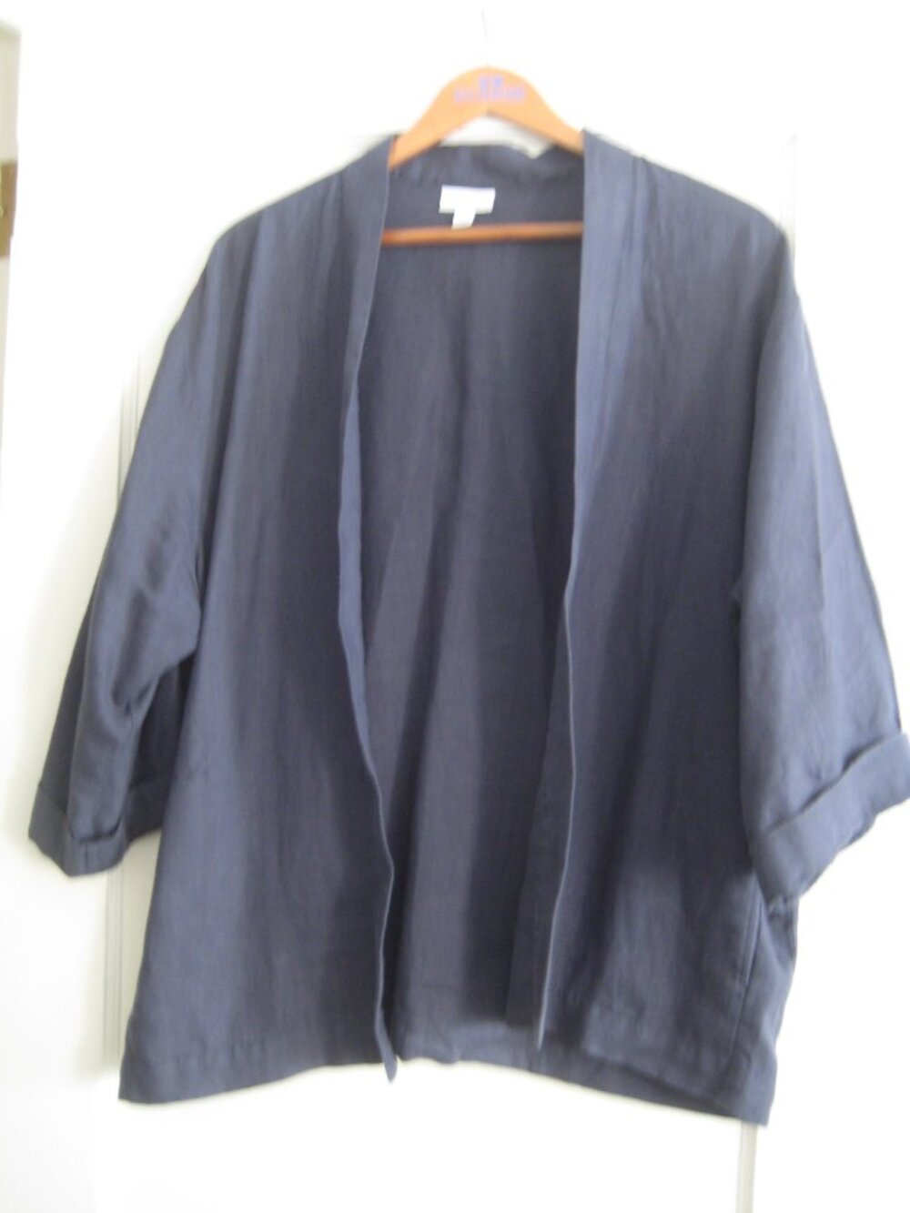 BLUE GRAY LINEN PUREJILL J.JILL KIMONO JACKET SIZE L